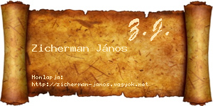 Zicherman János névjegykártya